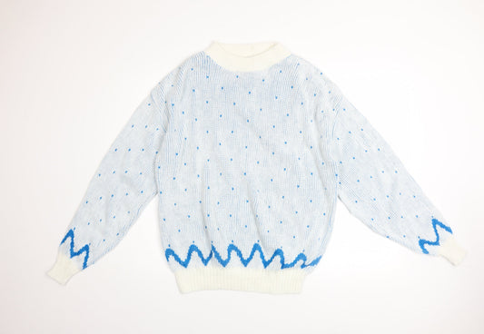 Cabin Creek Men’s Blue Acrylic Chunky Knit Pullover Jumper M