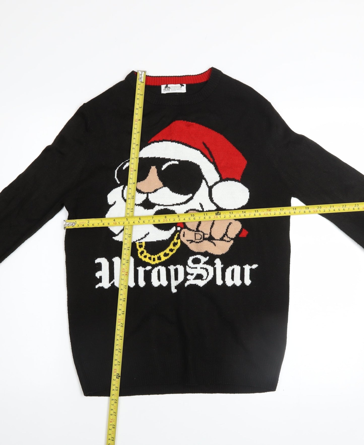 H&M Boys Black Christmas WrapStar Jumper UK 12-14Y Acrylic Knit