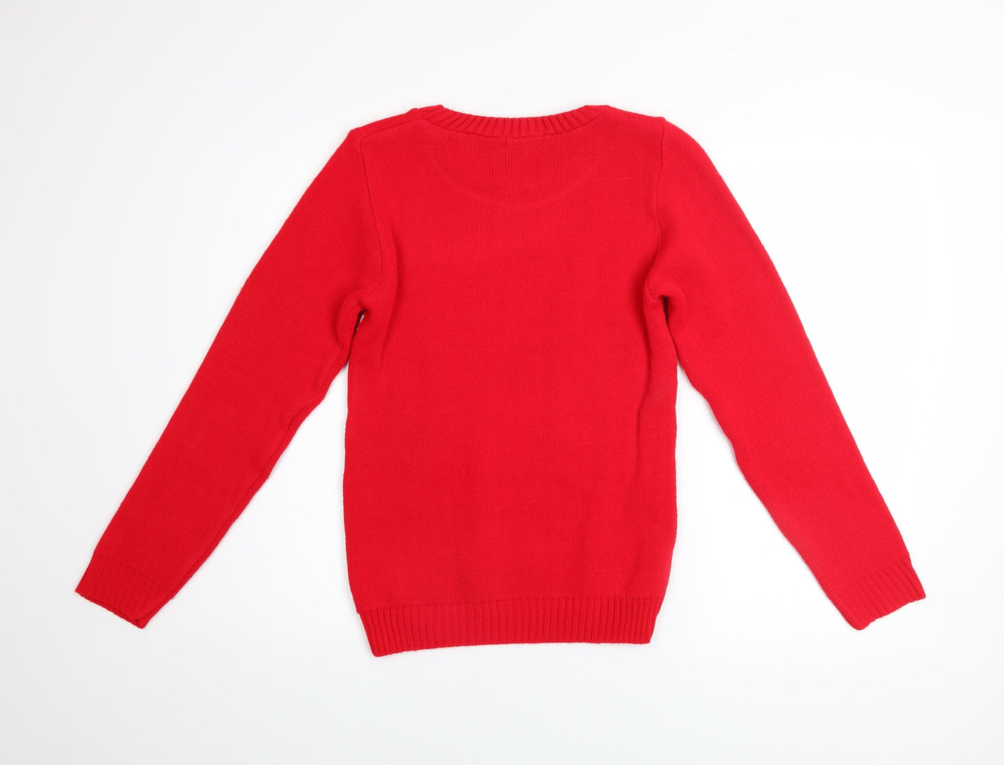 Boohoo Women Red Reindeer Christmas Pullover Jumper Size 4