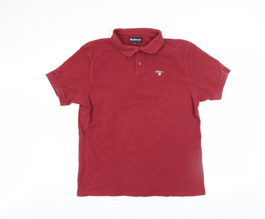 Barbour Men's Red 2XL Cotton Short Sleeve Polo Shirt