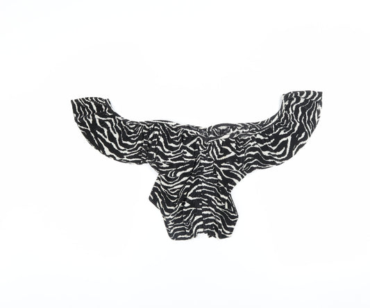 Zara Women’s Black Zebra Print Off Shoulder Ruffle Cropped Blouse Size S