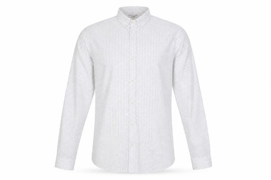 Jack & Jones Mens White Patterned Slim Fit Button-Up Shirt 2XL