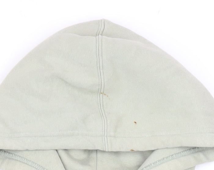 Bershka Women's Sage Green Full Zip Hoodie Size S Cropped California Print