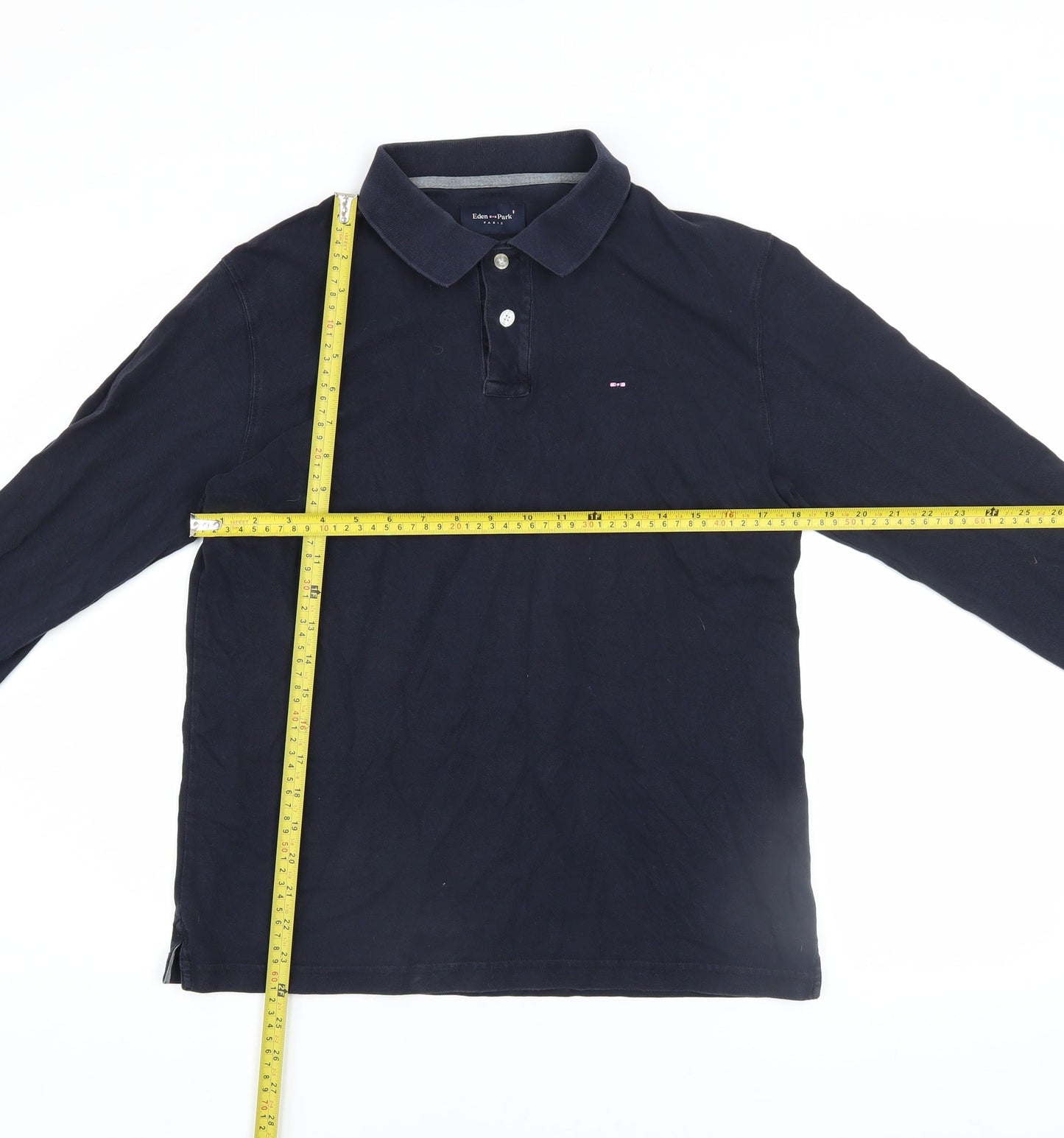 Eden Park Men's Blue Long Sleeve Collared Button-Up Polo Shirt Size M