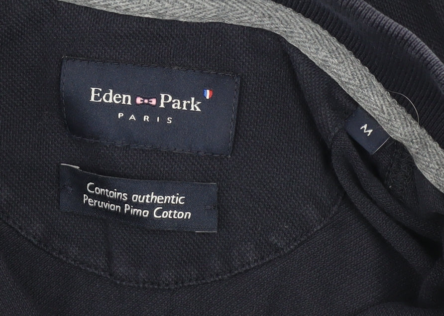 Eden Park Men's Blue Long Sleeve Collared Button-Up Polo Shirt Size M