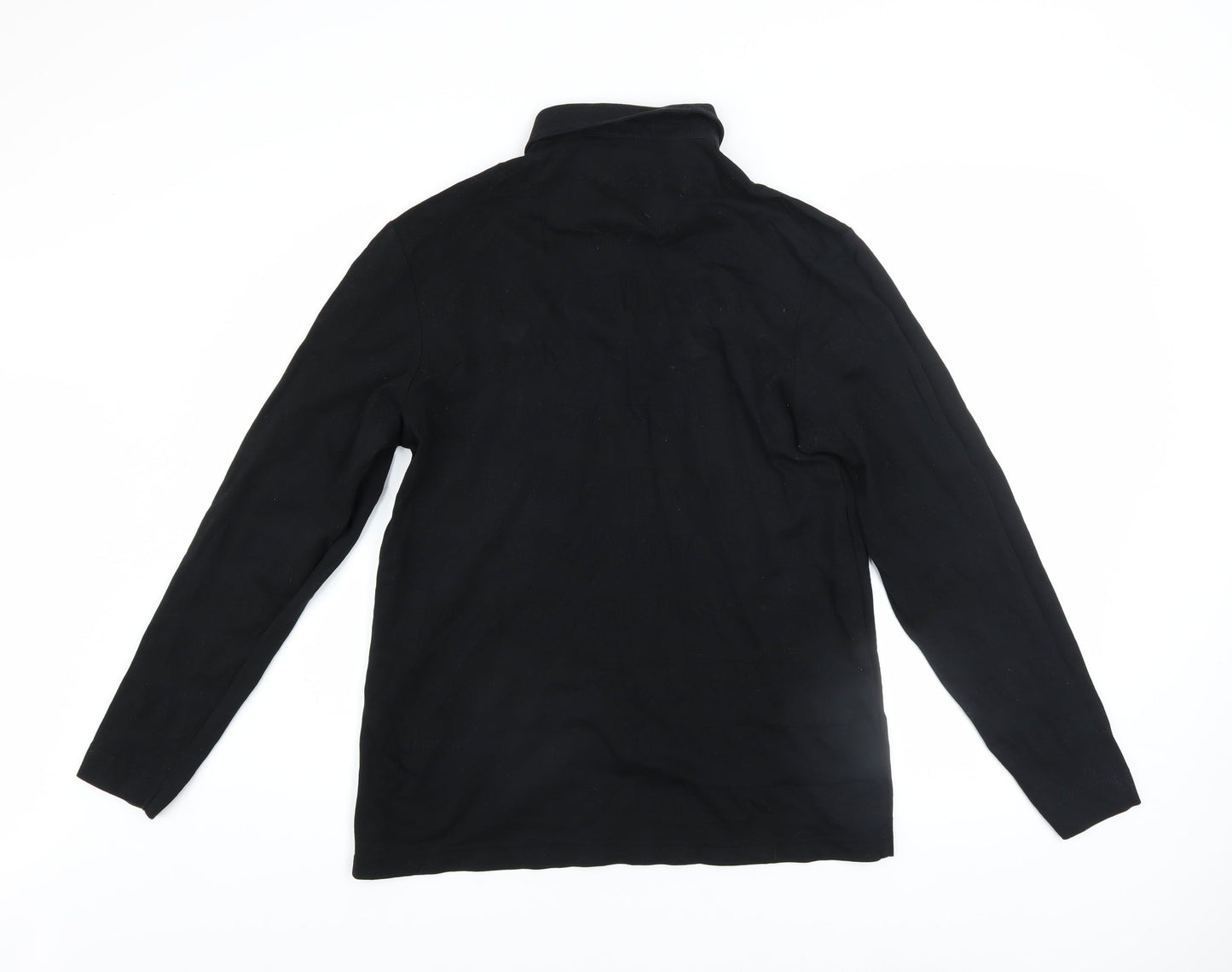 Farah Men's Black Long Sleeve Button-Down Cotton Polo Shirt Size L