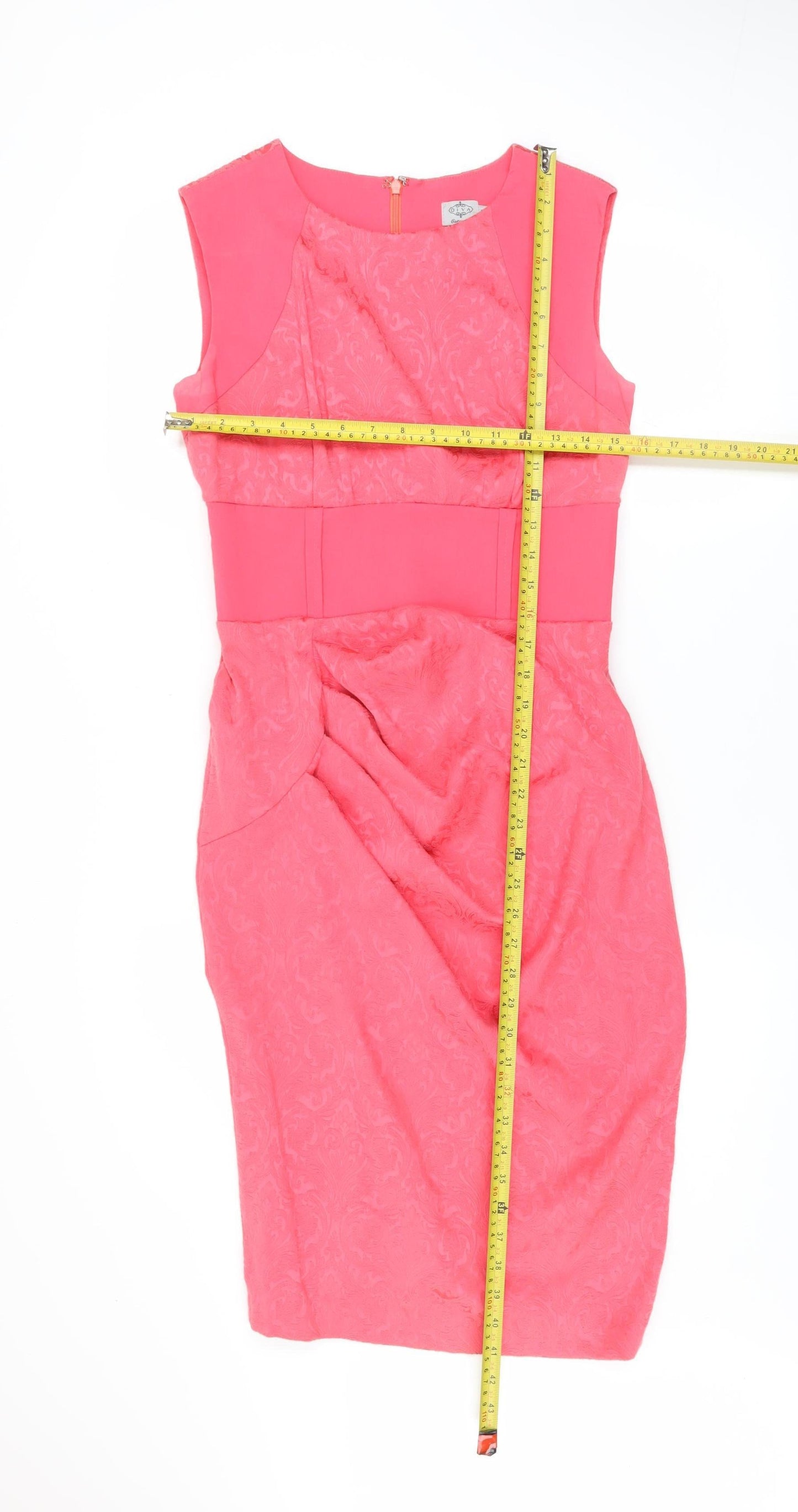 Diva Catwalk Women's Pink Jacquard Sheath Knee Length Dress Size 8