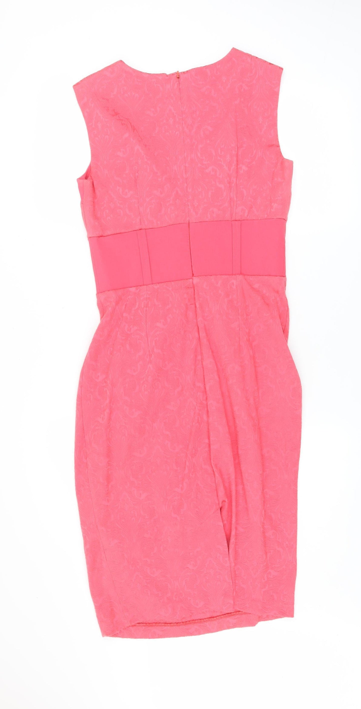 Diva Catwalk Women's Pink Jacquard Sheath Knee Length Dress Size 8