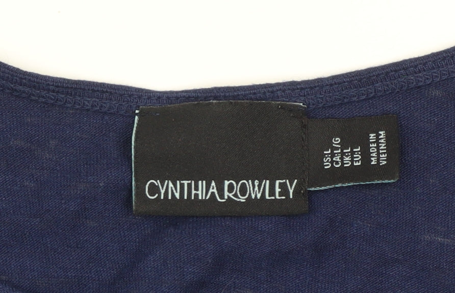 Cynthia Rowley Women Blue Linen Sleeveless Tank Dress L