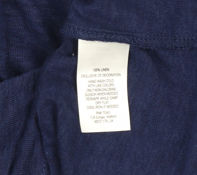 Cynthia Rowley Women Blue Linen Sleeveless Tank Dress L