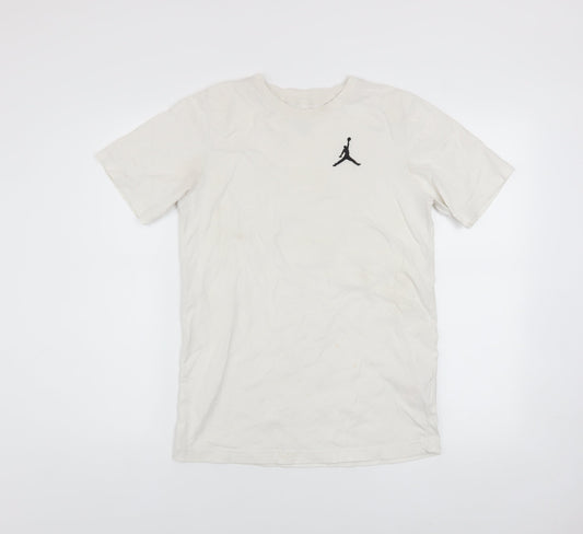 Jordan Boys White Cotton Crew Neck T-Shirt XL 13-15 Years Sports Logo Tee