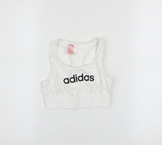 Adidas Girls White 9-10 Years Cropped Activewear Tank Top