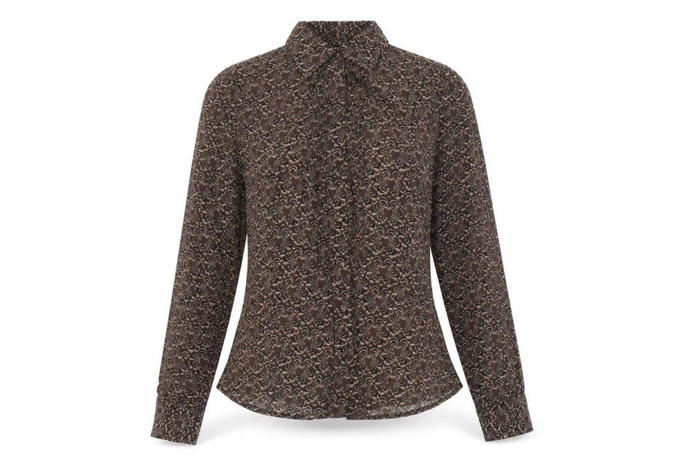 O'Stin Women's Brown Floral Chiffon Button-Up Blouse Size S