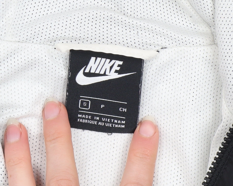 Nike Men's Black Blue White Hooded Windbreaker Jacket Size S