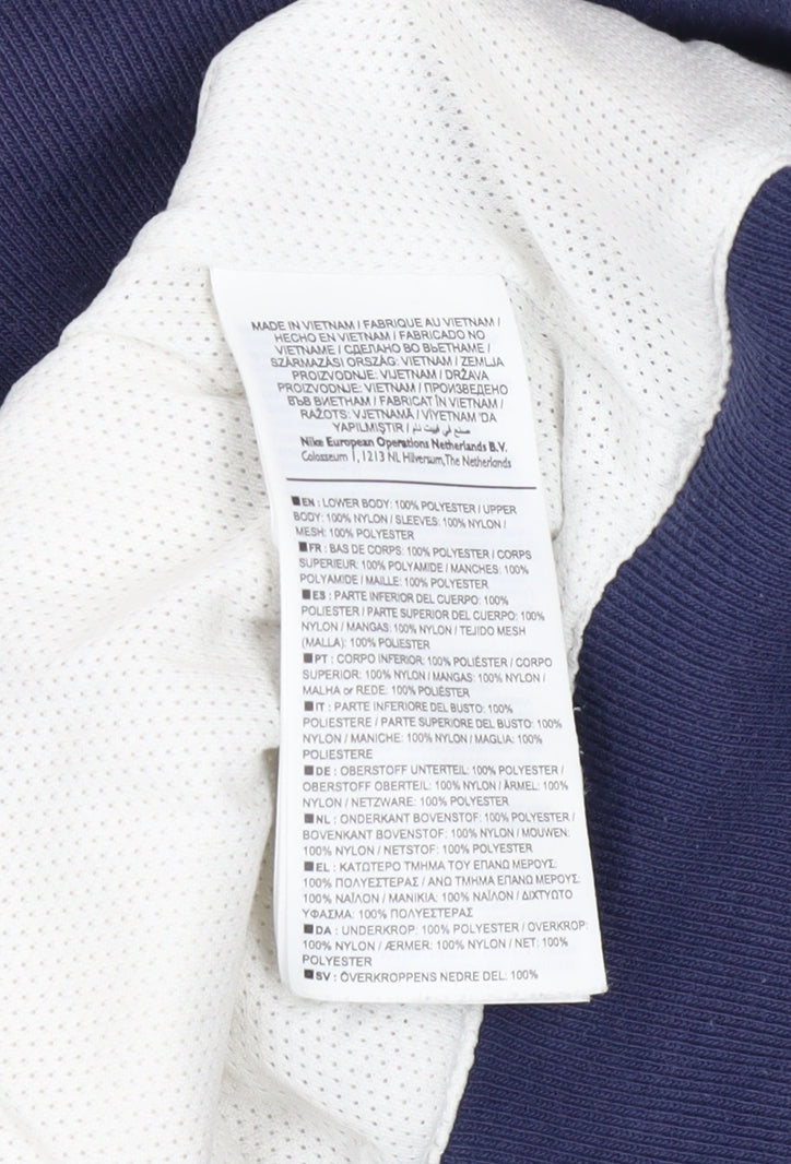 Nike Men's Black Blue White Hooded Windbreaker Jacket Size S