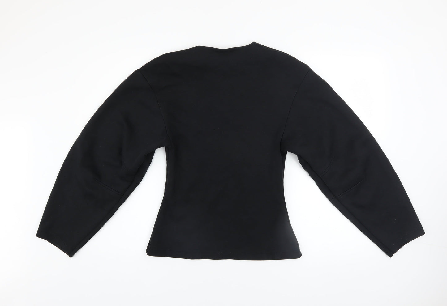 ZARA Women Black Pullover Sweatshirt Medium Cotton Blend Crew Neck