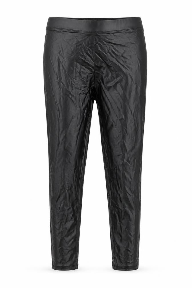 Bershka Women Black Faux Leather Leggings M Slim Fit Stretch