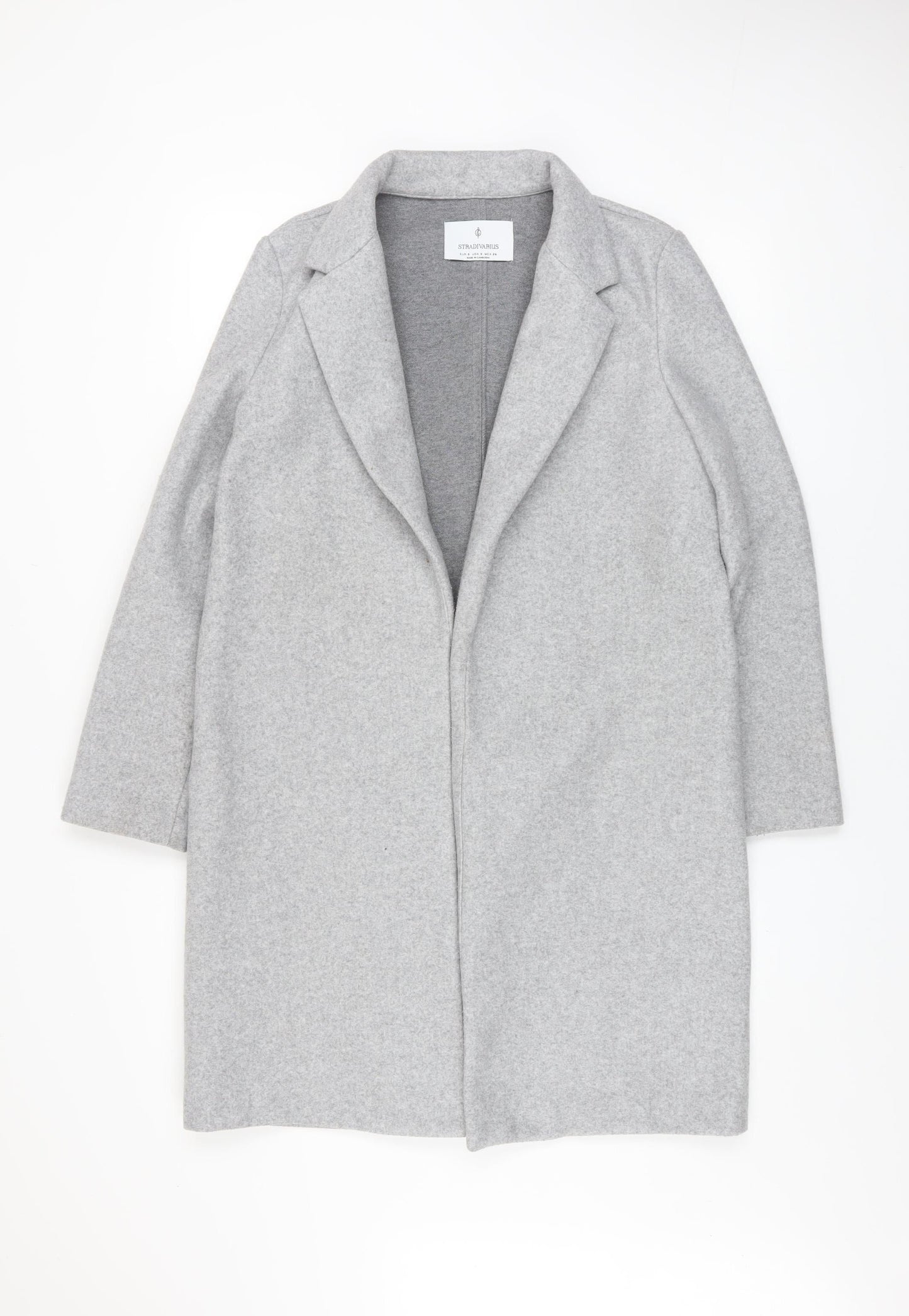 Stradivarius Women Grey Regular Fit Mid-Length Overcoat Size S