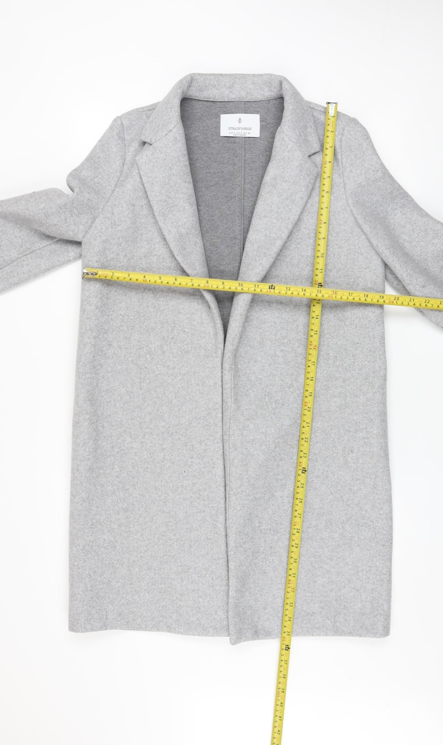Stradivarius Women Grey Regular Fit Mid-Length Overcoat Size S