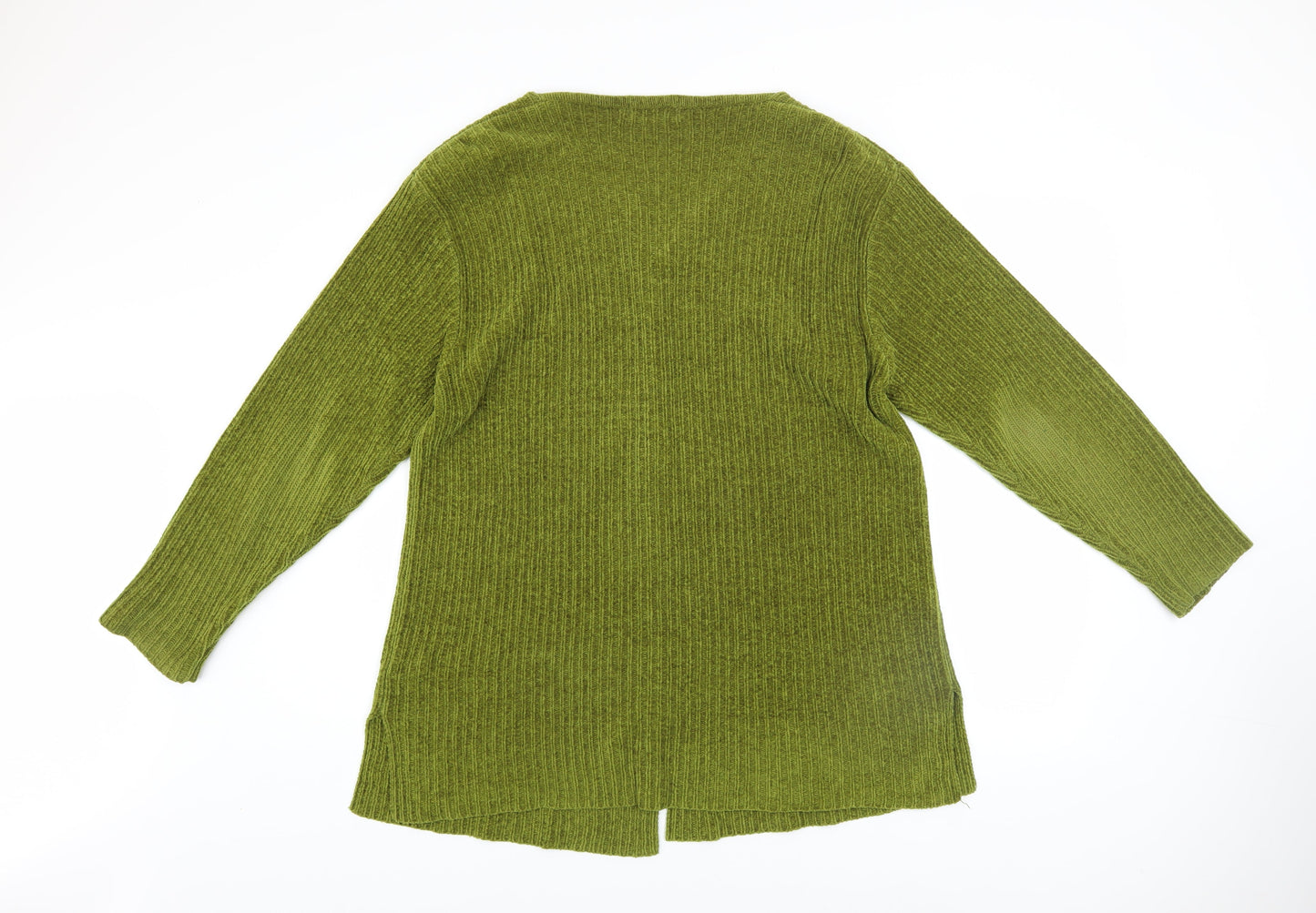 Theme Women Green Acrylic V-Neck Button Cardigan Size 10/12