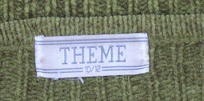 Theme Women Green Acrylic V-Neck Button Cardigan Size 10/12