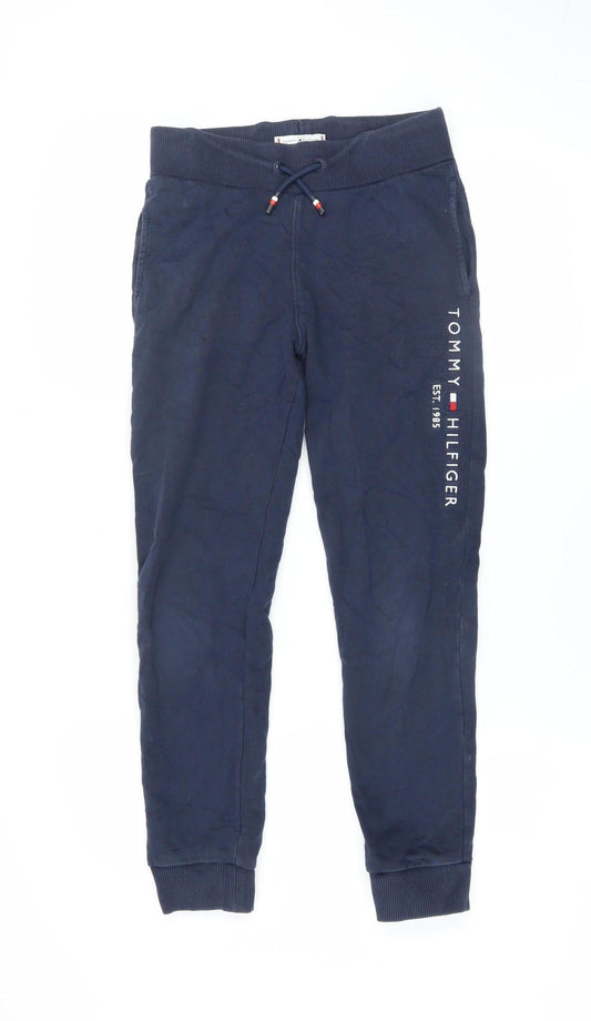 Tommy Hilfiger Boys Blue Cotton Jogger Trousers Size 12 Years
