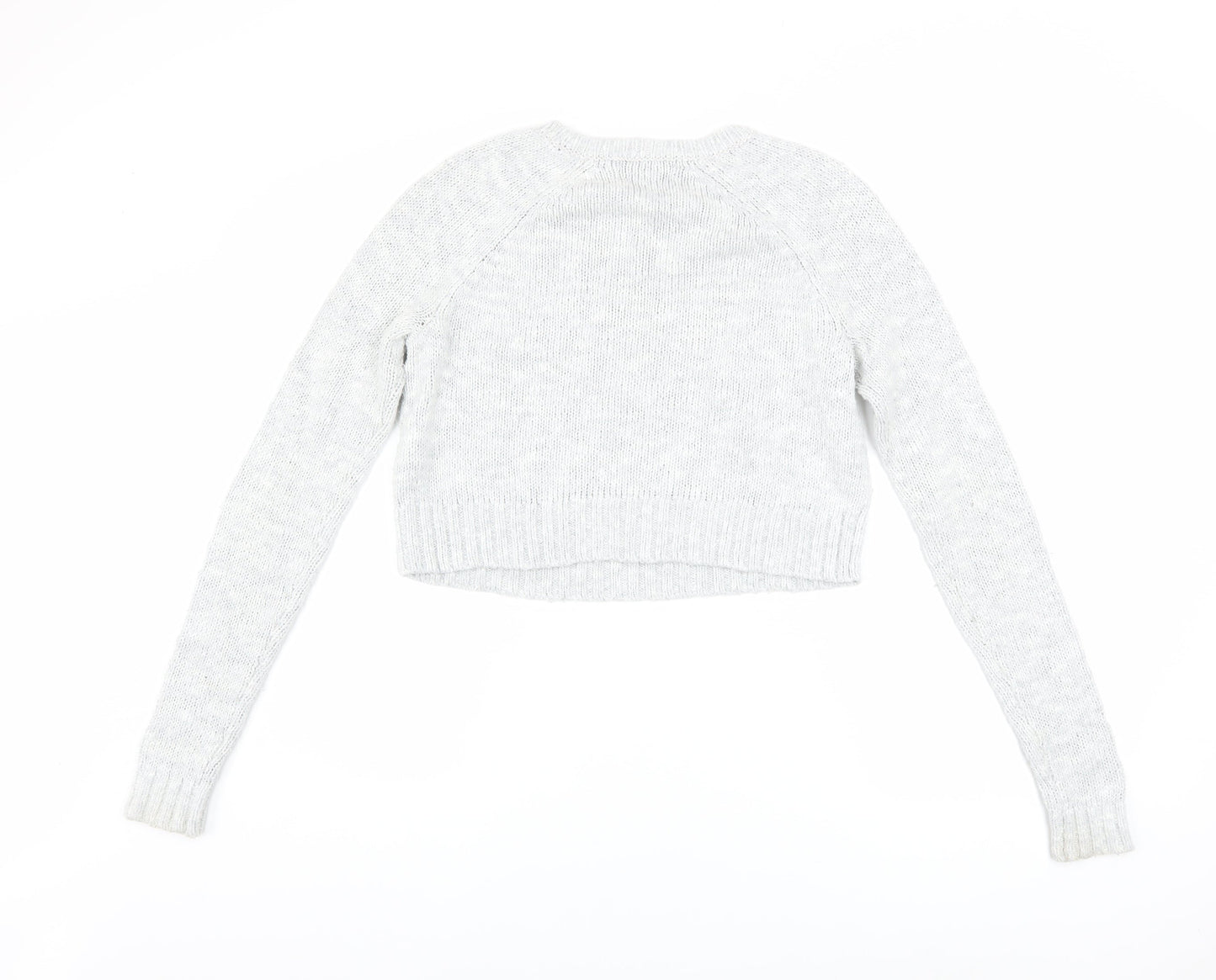 Abercrombie & Fitch Women’s Grey Beaded Knit Crew Neck Jumper XS