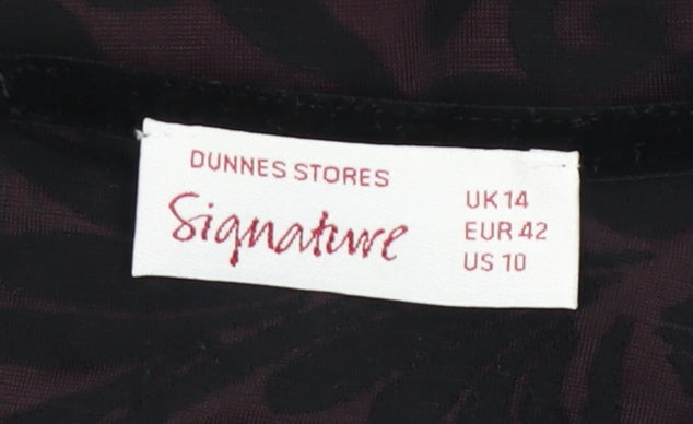 Dunnes Stores Women’s Black Floral Tunic Blouse UK 14 3/4 Sleeve Sheer