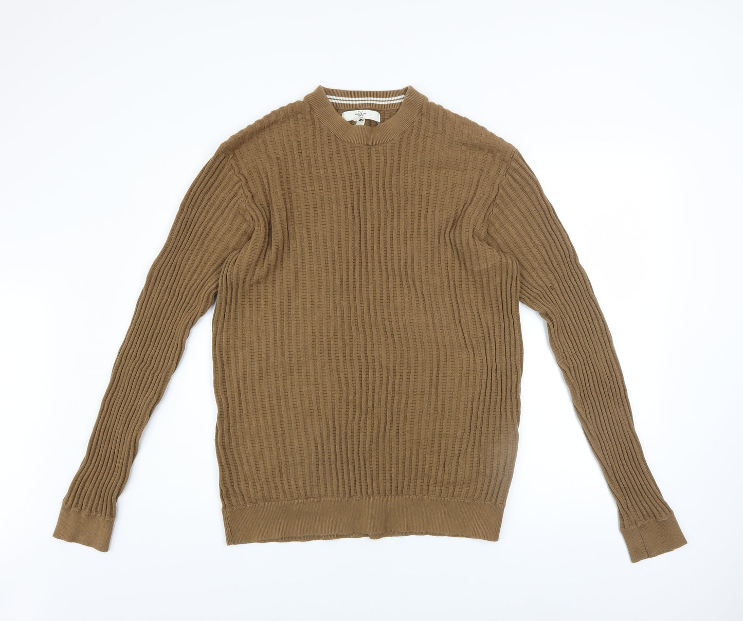 River Island Men's Beige Cotton Crew Neck Jumper XL