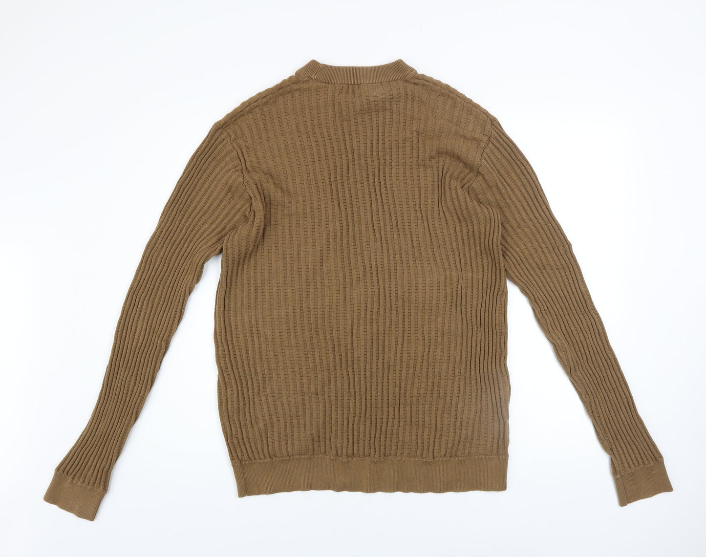 River Island Men's Beige Cotton Crew Neck Jumper XL