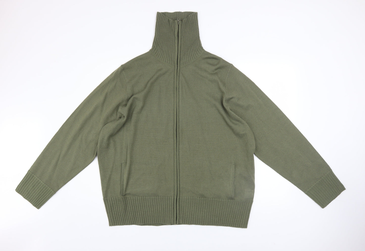 Rogers+Rogers Mens Green 3XL Full Zip High Neck Jumper