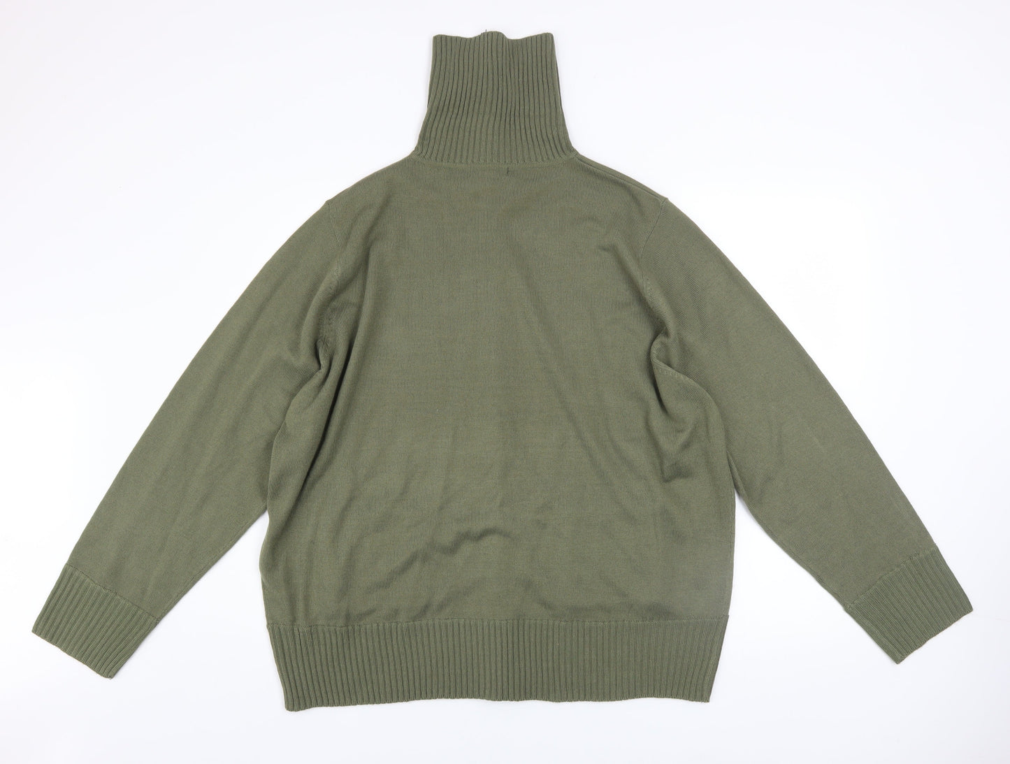 Rogers+Rogers Mens Green 3XL Full Zip High Neck Jumper