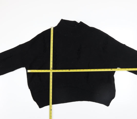 French Connection Women's Black Mock Neck Chunky Knit Jumper XS