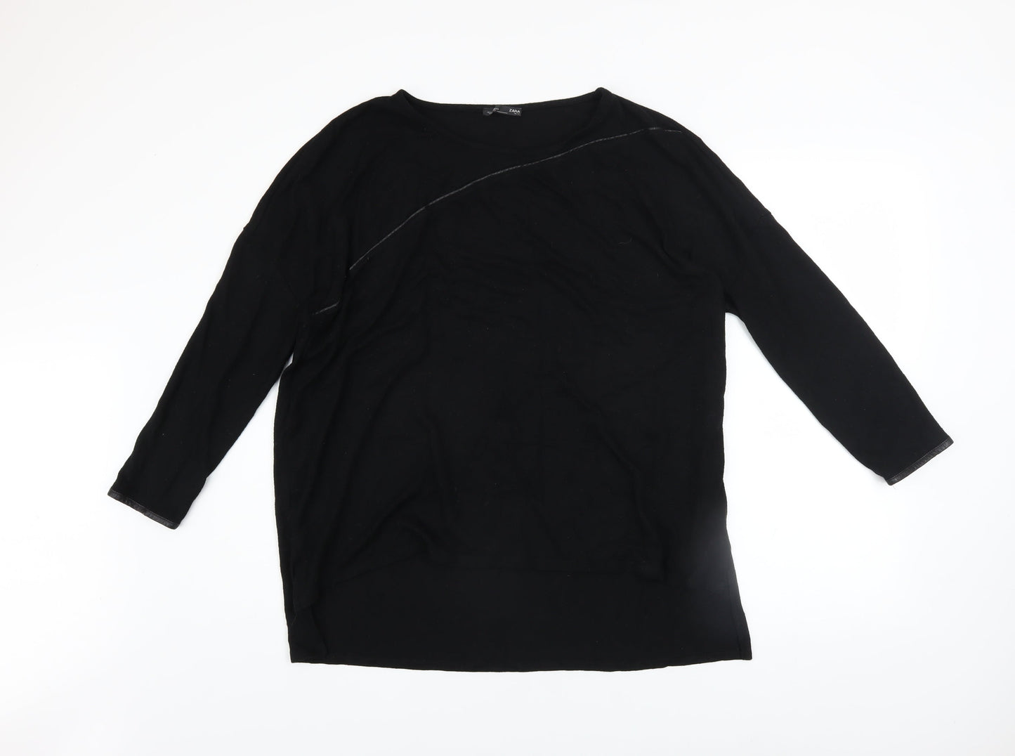 Zara Women’s Black Knit Pullover Jumper Size M 3/4 Sleeve