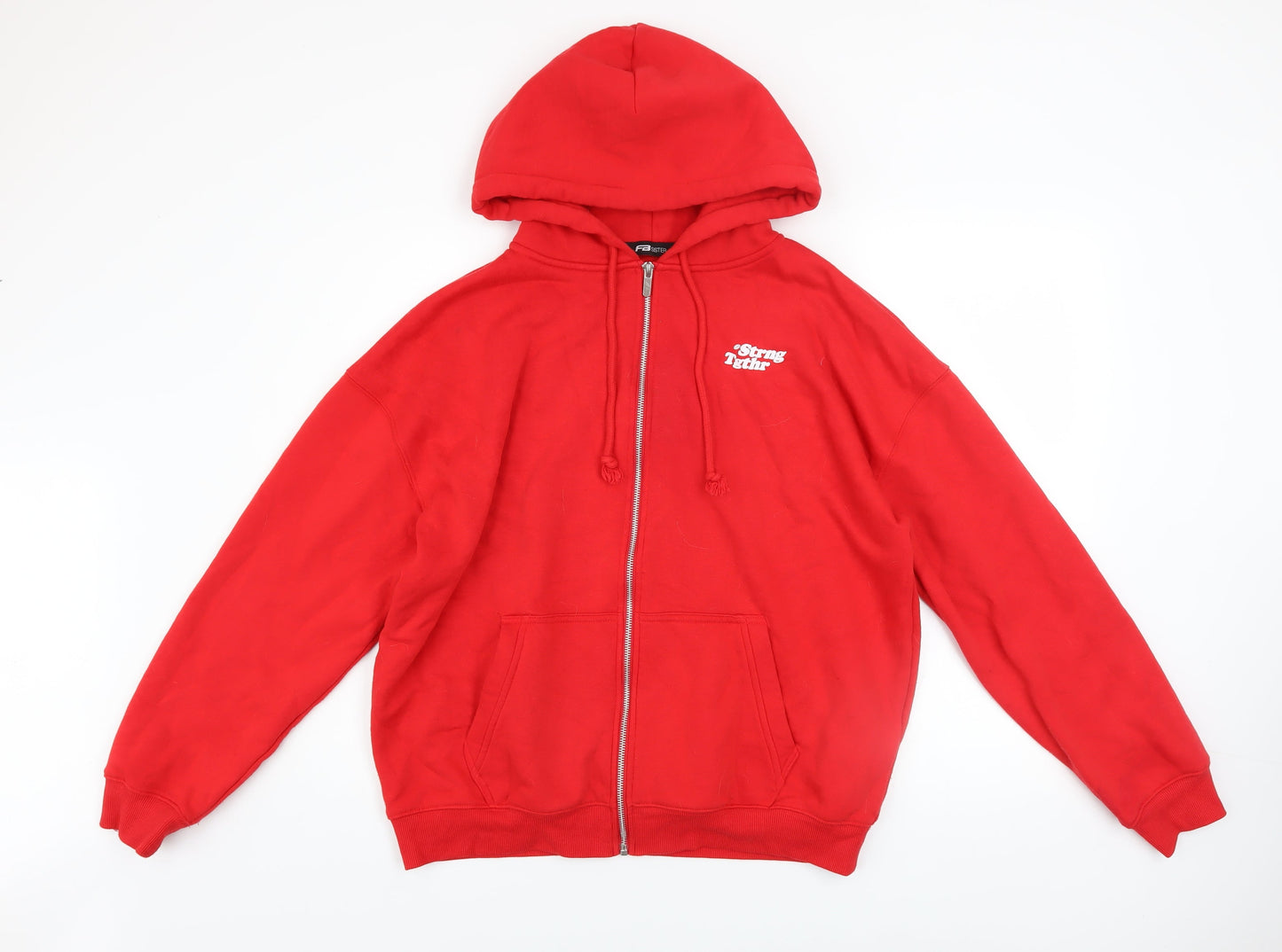 FB Sister Teens Red Full Zip Hoodie XS Fleece Cotton Blend