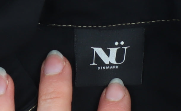 NÜ Denmark Black Small Women's Henley Pullover Sweatshirt with Button Detail