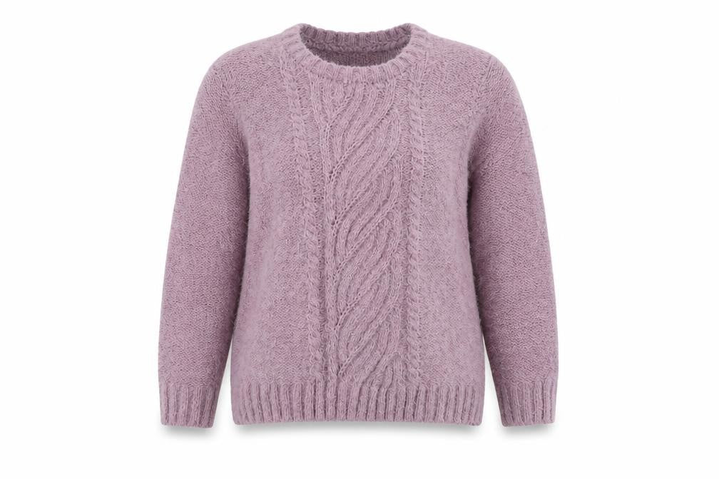 Isle Women’s Purple Cable-Knit Crew Neck Jumper Size M 14-16