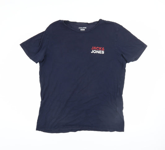 Jack & Jones Men's Blue Slim Fit Logo T-Shirt XL