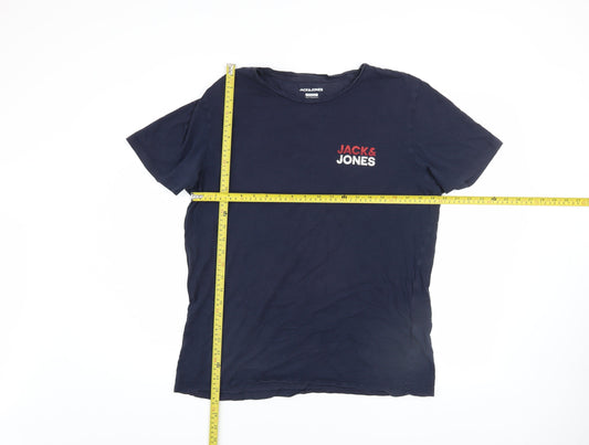 Jack & Jones Men's Blue Slim Fit Logo T-Shirt XL