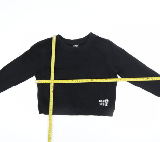 Gym+Coffee Womens Black XS Pullover Sweatshirt Cotton Blend Athleisure