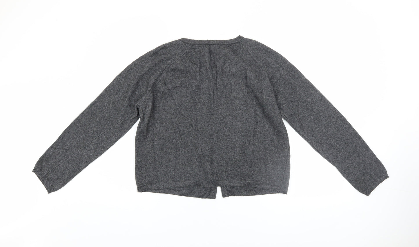 Bartolini Women's Grey Merino Wool Cashmere Blend Cardigan L