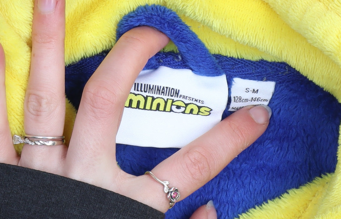 Minions Boys Yellow Blue Hooded Fleece Robe 8-11 Years Cartoon Nightwear