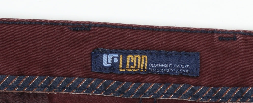 LODD Men’s Burgundy Chino Trousers Size 34 Regular Fit Cotton Blend
