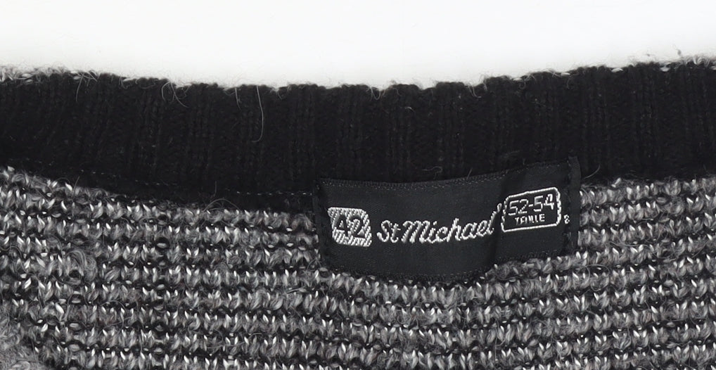 Marks and Spencer Men Grey Geometric Chunky Knit Pullover Jumper 2XL