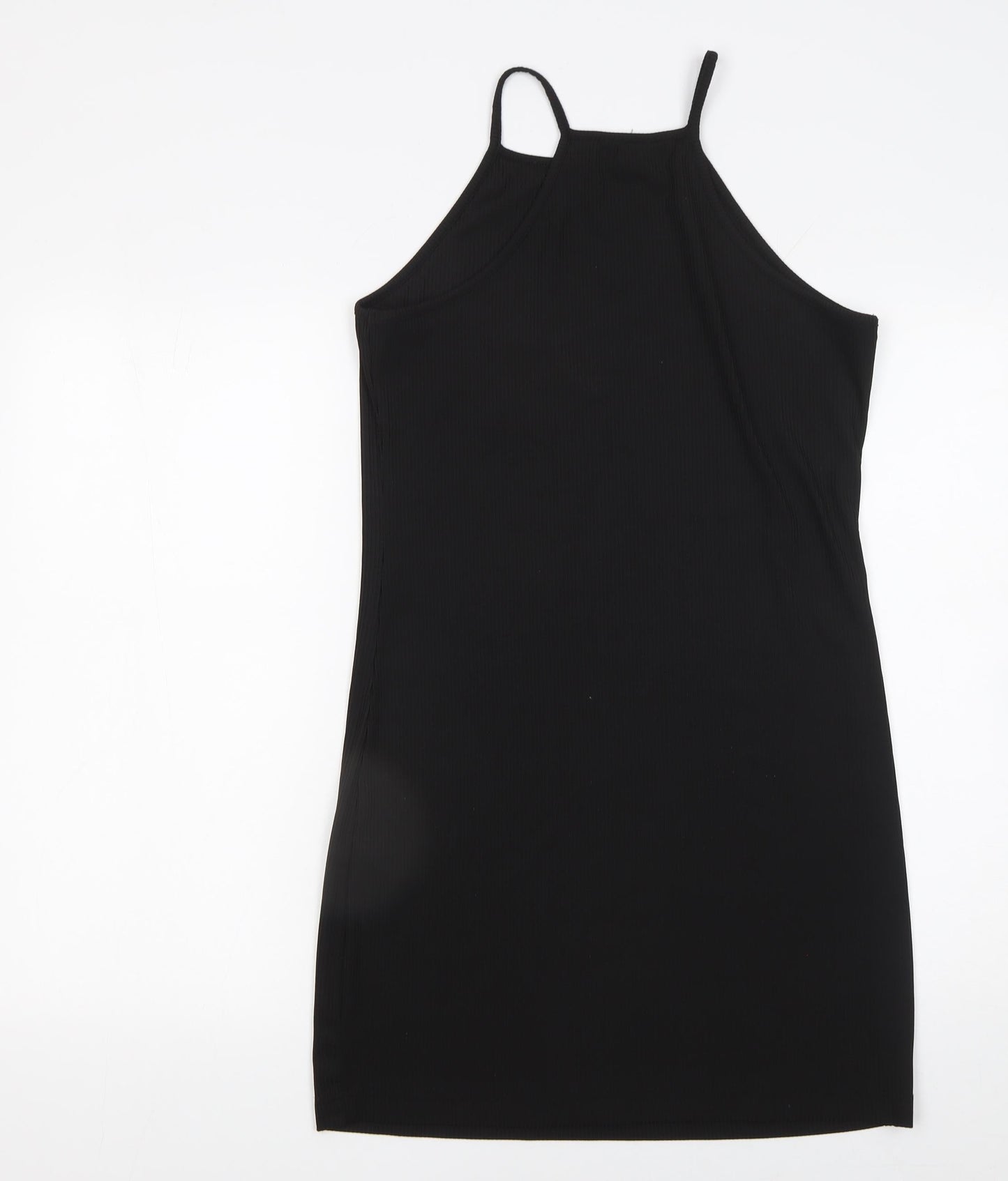 Monki Women Black Size 12 Sleeveless Halter Slip Dress