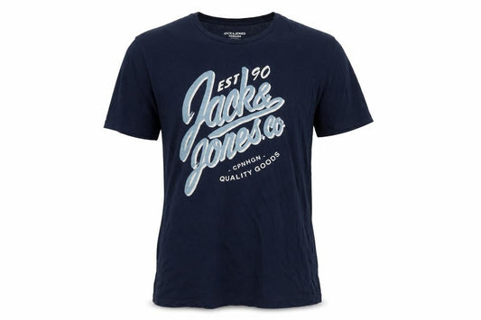 Jack & Jones Originals Men's Navy Cotton Graphic T-Shirt Regular Fit L