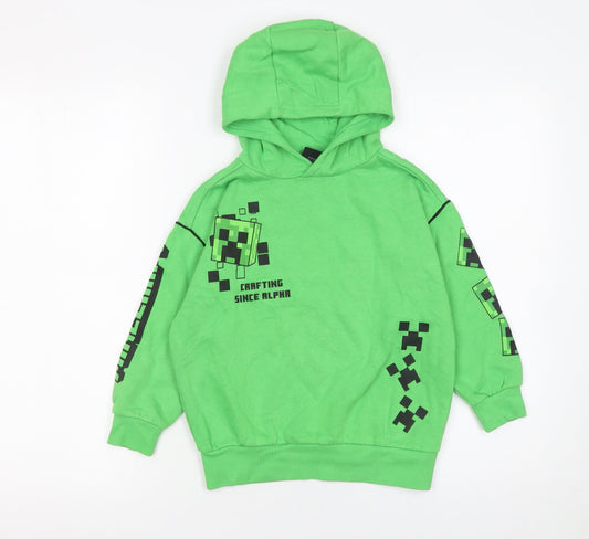Minecraft Boys Green Hoodie 5-6 Years Creeper Graphic Pullover Sweatshirt