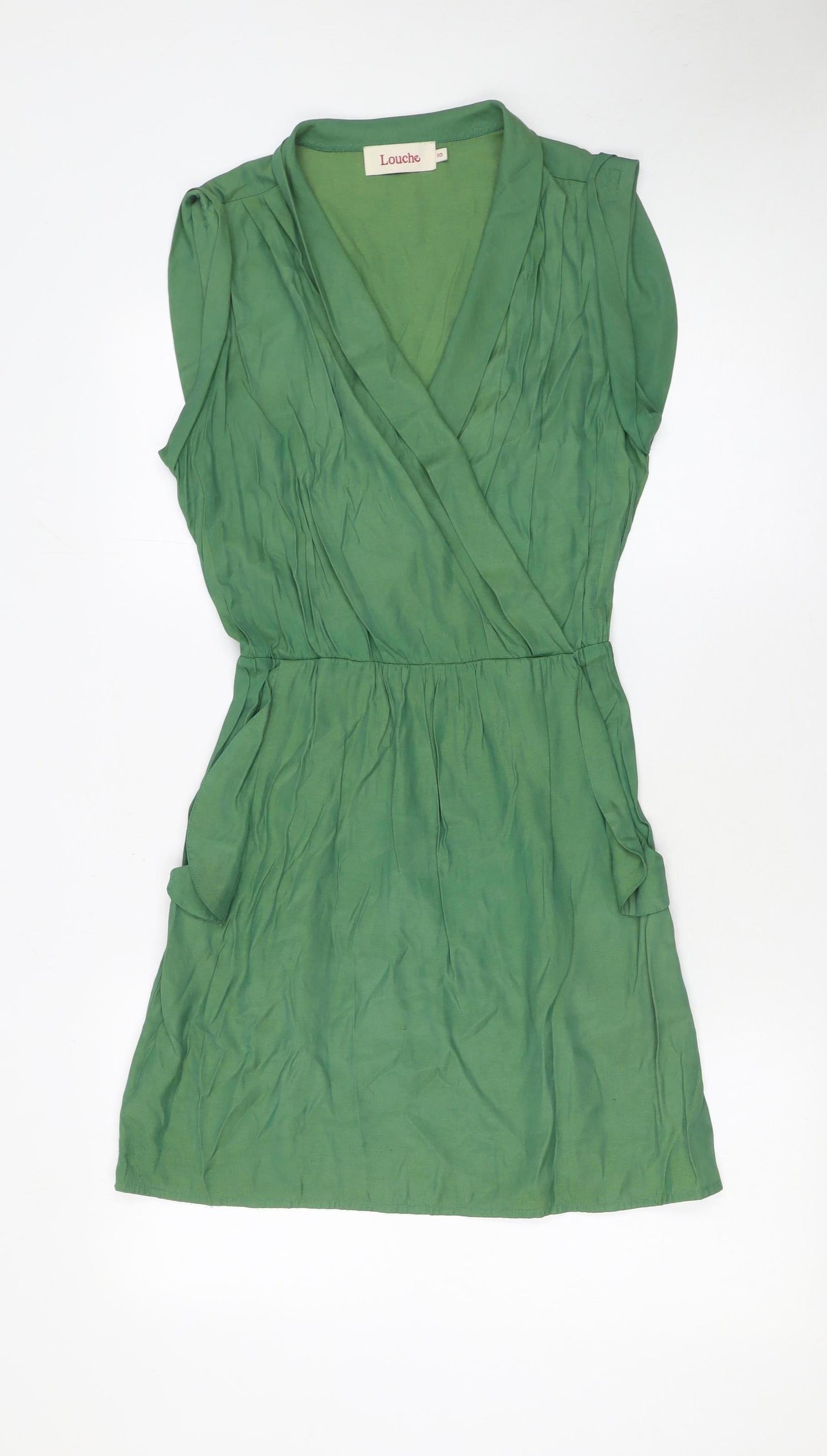 Louche Women Green Size 10 Sleeveless Short Wrap Dress