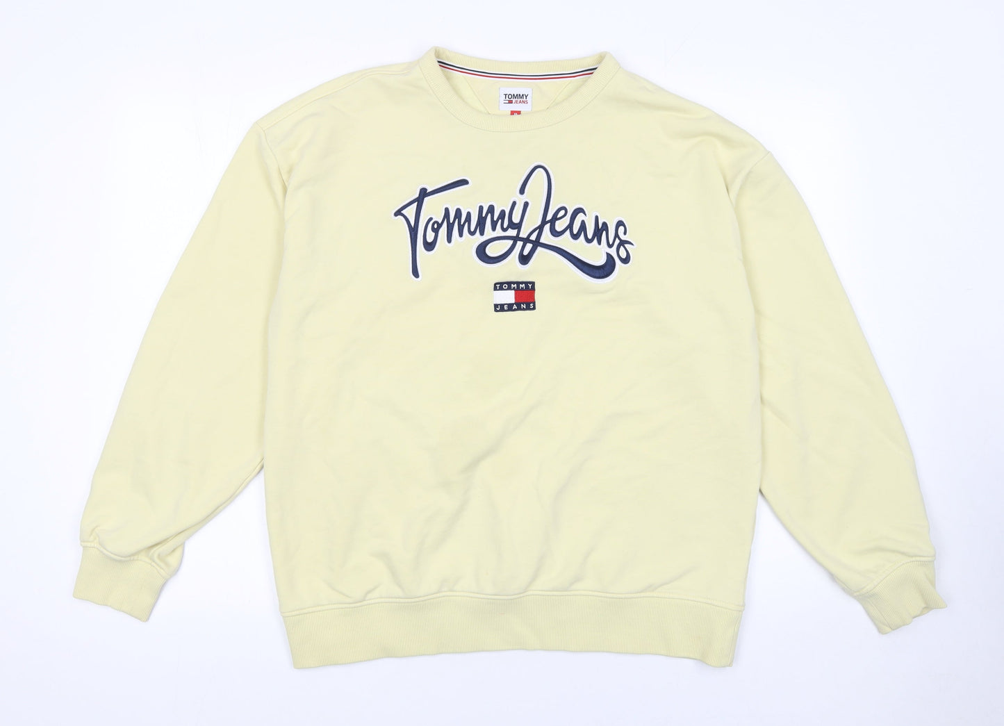 Tommy Jeans Men's Yellow Crew Neck Sweatshirt M Regular Fit