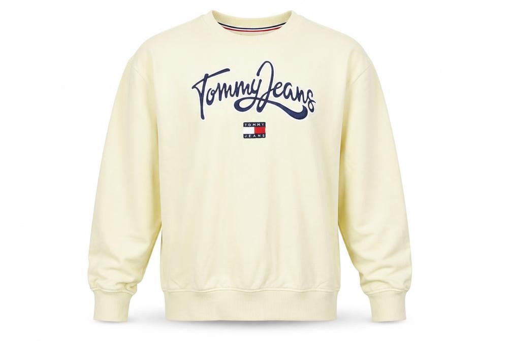 Tommy Jeans Men's Yellow Crew Neck Sweatshirt M Regular Fit